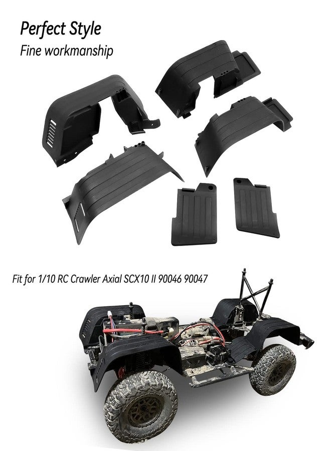 QLZOZB Front & Rear Mud Flaps Fender Fit for Axial SCX10 II 90046 90047 1/10 RC Crawler Car Plastic Upgrade Parts Black - Image 2